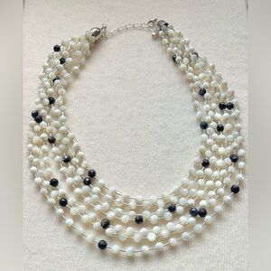 Jay King Sterling Silver Mother of Pearl Faceted 925 Multi Strand Bead Necklace